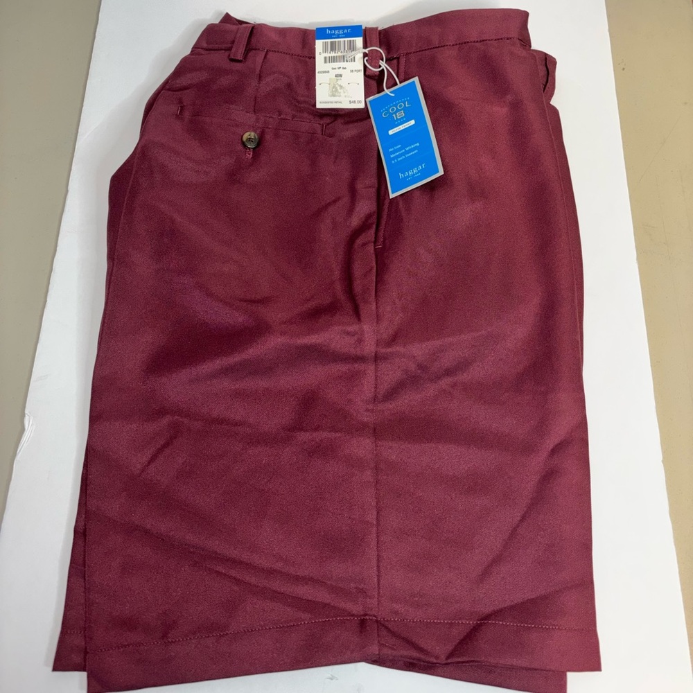 Haggar Men's Maroon Flat Front Shorts
